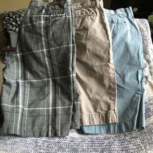 Set of Three Men's Shorts - Plaid, Tan and Blue